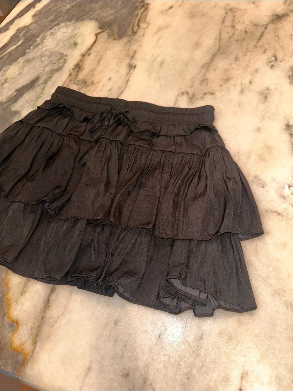 Day + Moon Size Large Black‎ Tiered Ruffle Mini Skort Boutique